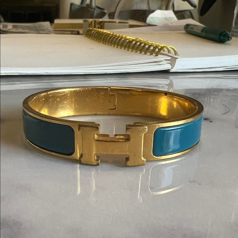 Hermes Gold and Blue Bracelet